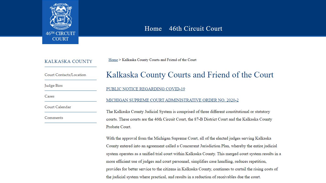 Kalkaska County Friend of the Court - 46th Circuit Trial Court