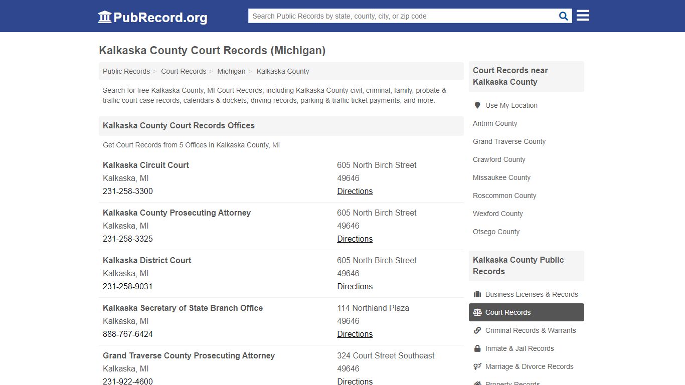 Free Kalkaska County Court Records (Michigan Court Records) - PubRecord.org